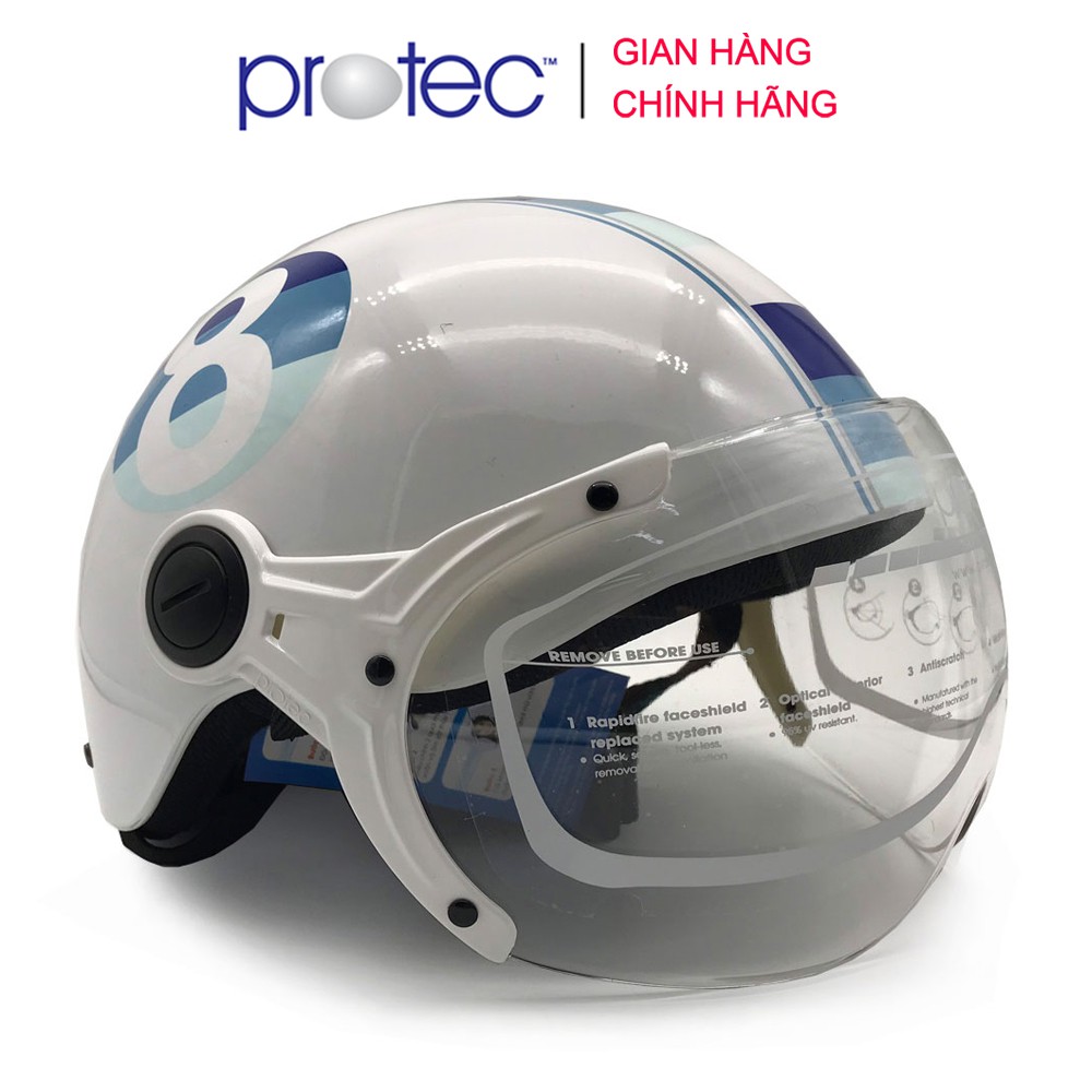Mũ bảo hiểm 1/2 đầu có kính cao cấp Protec Hiway, mẫu mới, an toàn, thời trang