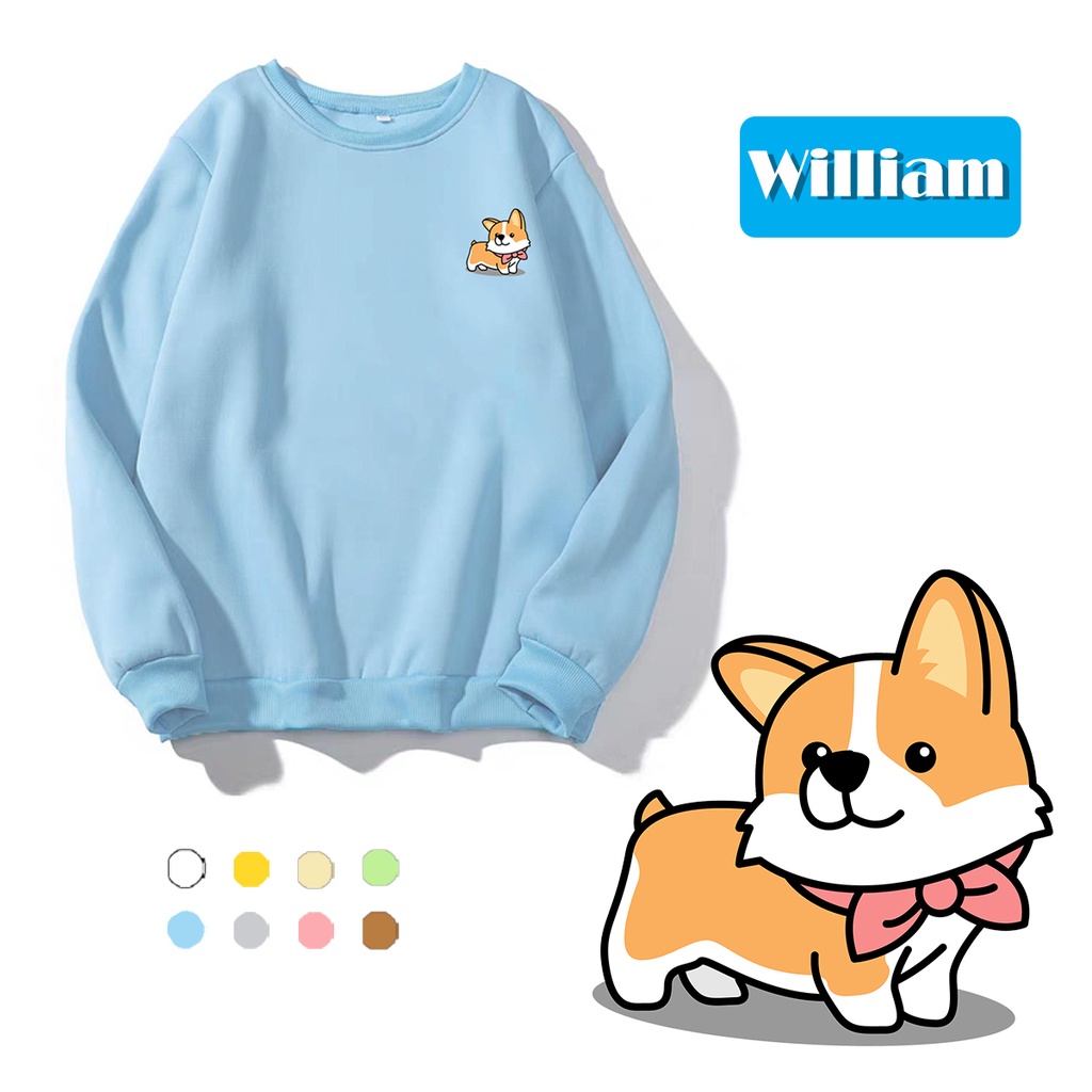 Áo sweater nam nữ in hình Cún cực cute chất nỉ dày dặn, hợp làm áo cặp William - DS184