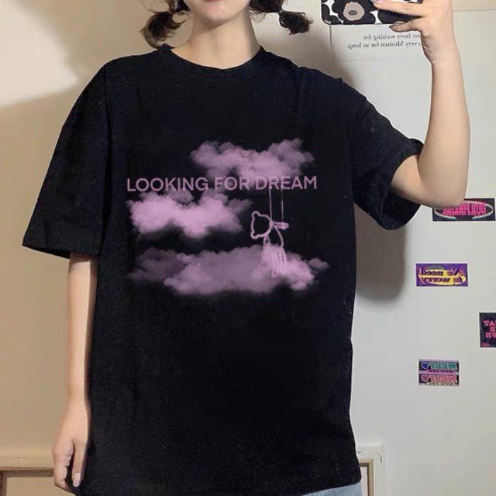 Áo phông form rộng tay lỡ unisex freesize chất liệu cotton mềm mịn AT03