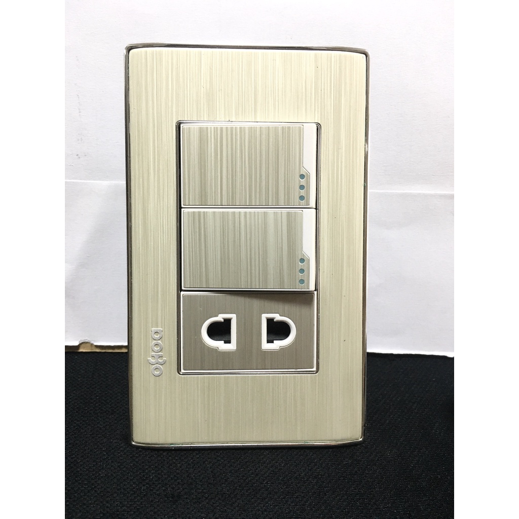 Công tắc, ổ cắm, mặt 1,2,3 thiết bị nhôm vân xước DoBo Korea
