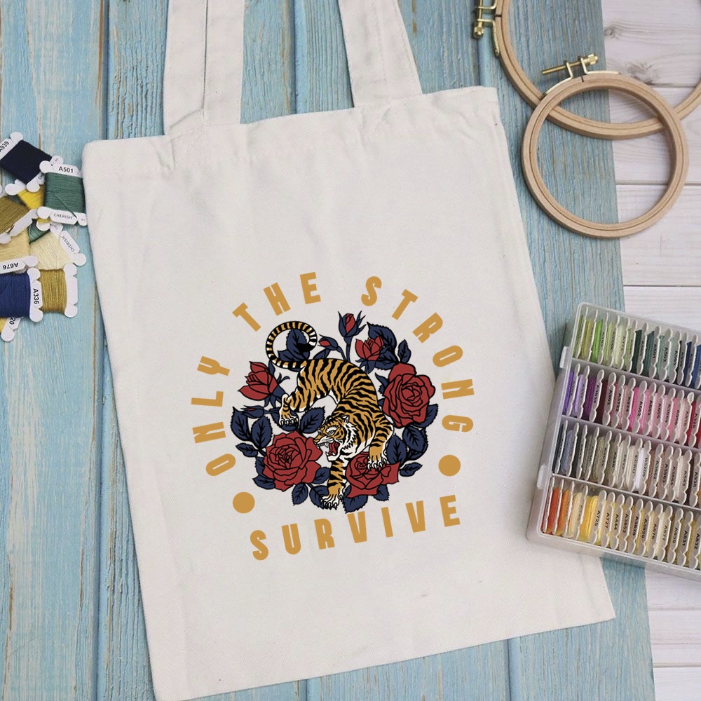 Túi vải túi Tote CHAKRART - Mẫu 9 vải canvas dày đẹp cho nữ có khóa miệng đi học đi chơi. In hình theo yêu cầu