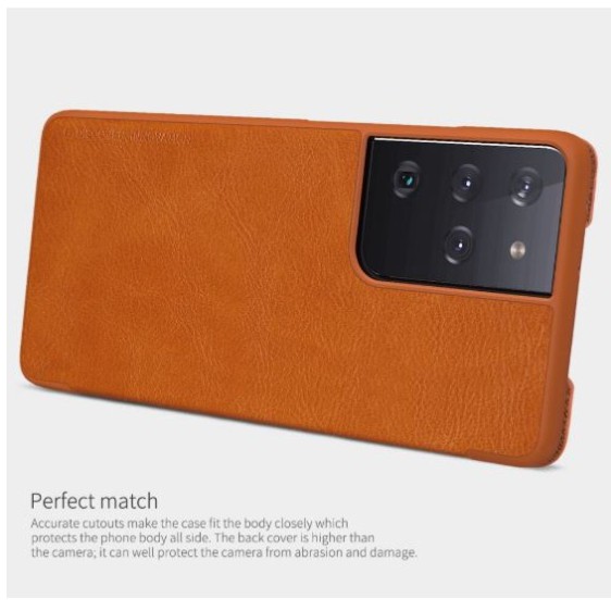 Bao da Sam Sung Galaxy S21 Plus/ S21 Ultra chính hãng Nillkin QIN có ngăn đựng thẻ ATM tiện lợi