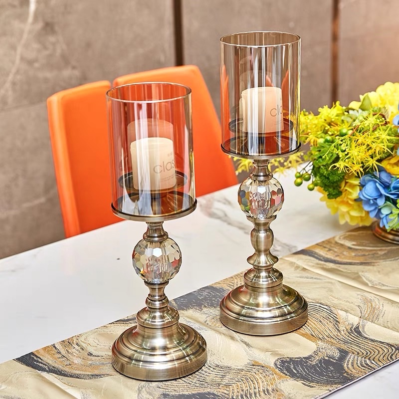 Decor trang trí. Bộ nến thuỷ tinh pha lê phong cách Âu mỹ. Cao cấp và sang trọng