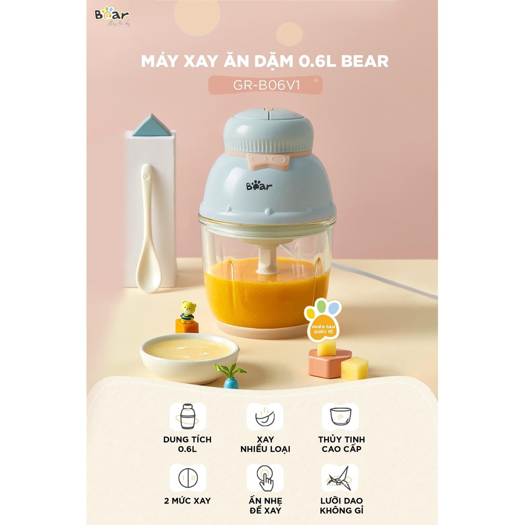 (BẢN QUỐC TẾ) Máy xay ăn dặm 0.6L Bear GR-B06V1