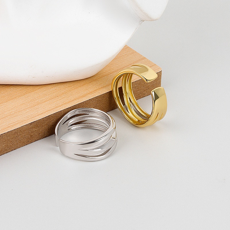 Nhẫn Hở Bản Rộng Điều Chỉnh Được Màu Vàng / Bạc Cá Tính Thời Trang Dự Tiệc Cho Nam Và Nữ