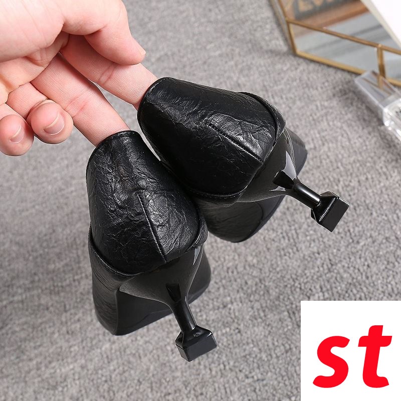 Giày Cao Gót Da Mềm Màu Đen Thời Trang Công Sở Cho Nữ