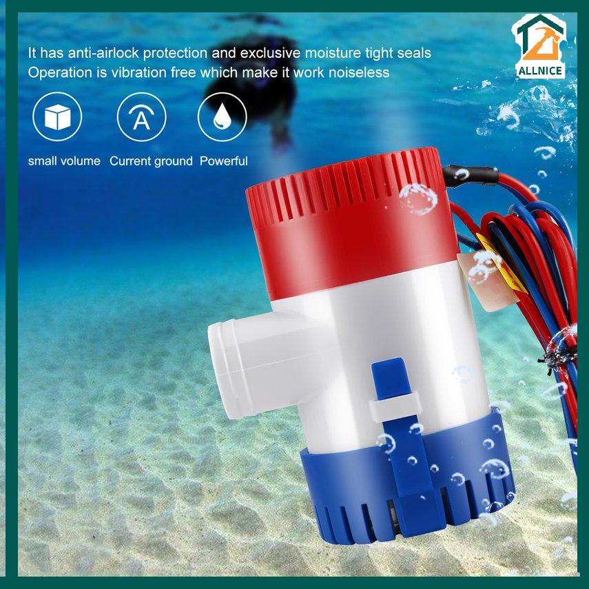 Máy bơm nước 1100Gph 12V 24V DC phù hợp cho tàu thuyền  12V Vacuum Water Pump Submersible Marine Boat Bilge Pump 1100GPH Water Pump