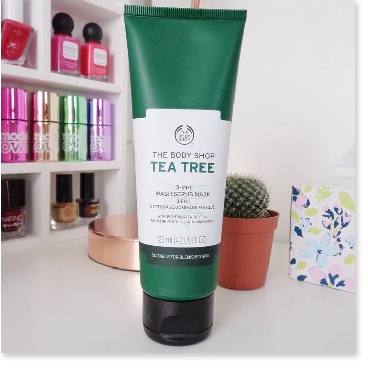 [Mã giảm giá] The Body Shop Tea Tree 3-In-1 Wash Scrub Mask 125ML - Sữa Mặt Kiêm Mặt Nạ Tẩy Da Chết