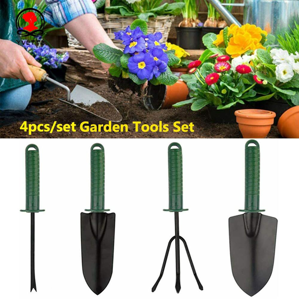 Bộ dụng cụ cuốc xẻng làm vườn đa năng 4 món mini size lớn chăm sóc cây cảnh vườn