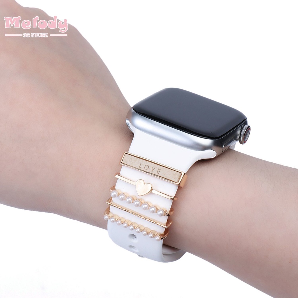 Dây Đeo Silicone Đính Kim Cương Giả Cho Đồng Hồ Thông Minh Apple watch iWatch/Galaxy watch 4/Classic/3