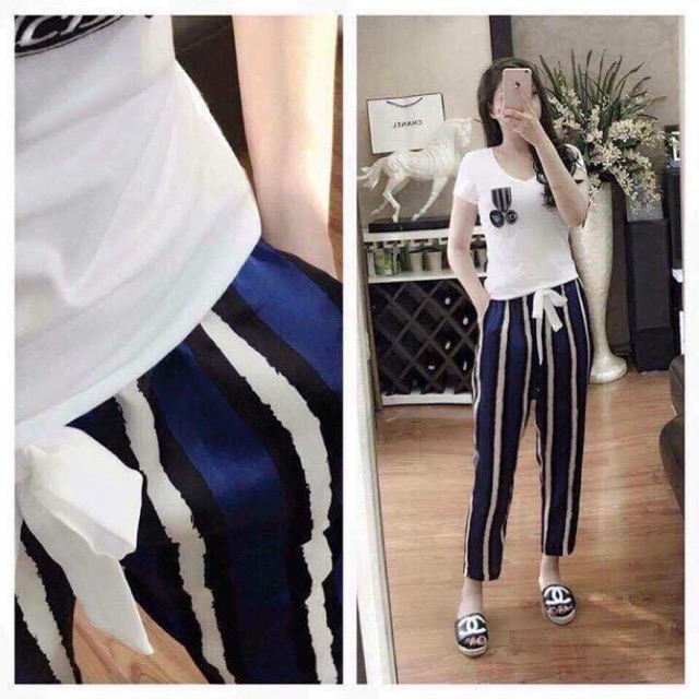 Bộ quần lụa áo cotton siêu đẹp