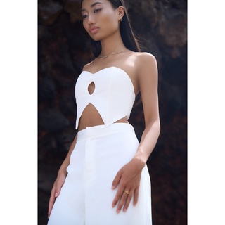 DAPHALE - Áo Croptop Cúp Ngực Linen Melody