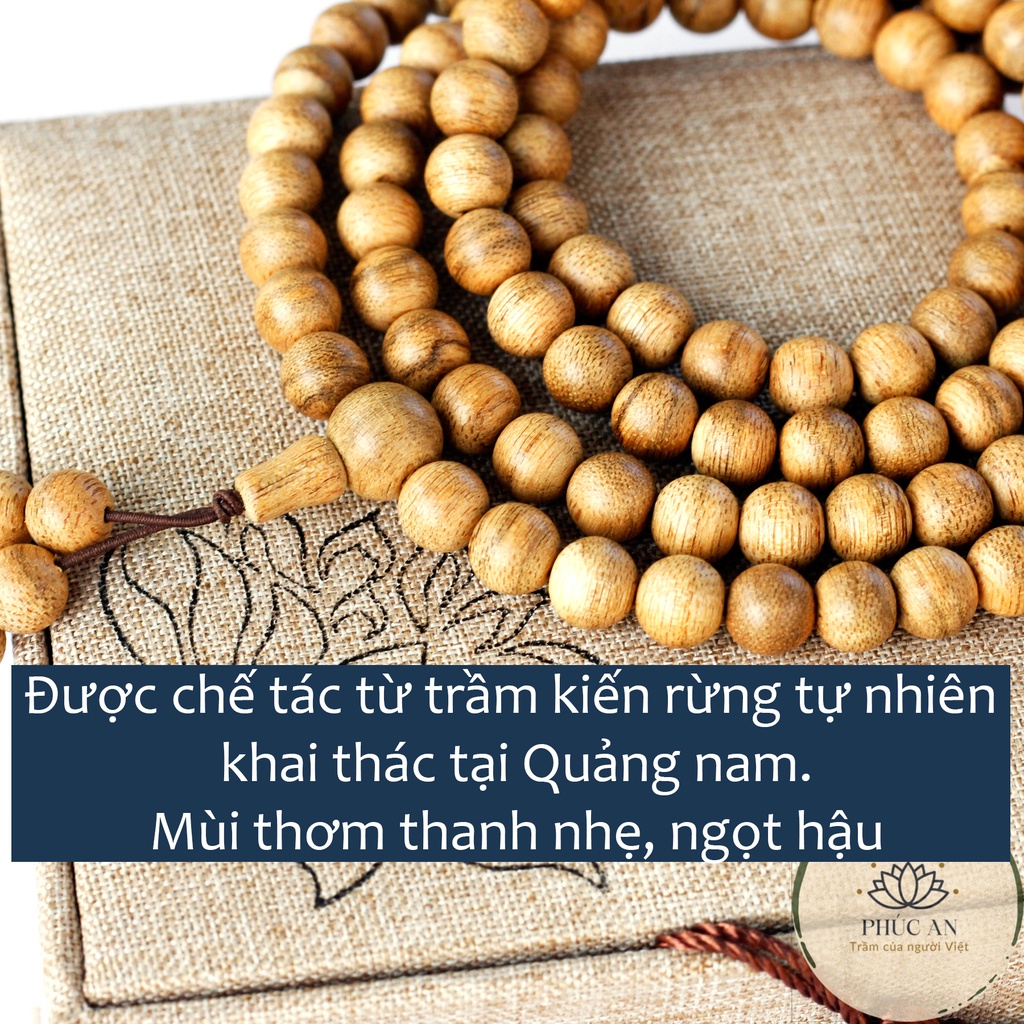 Vòng tay trầm hương 108 hạt 6mm, 8mm Phúc an - Vòng tay nam nữ đẹp và sang trọng.