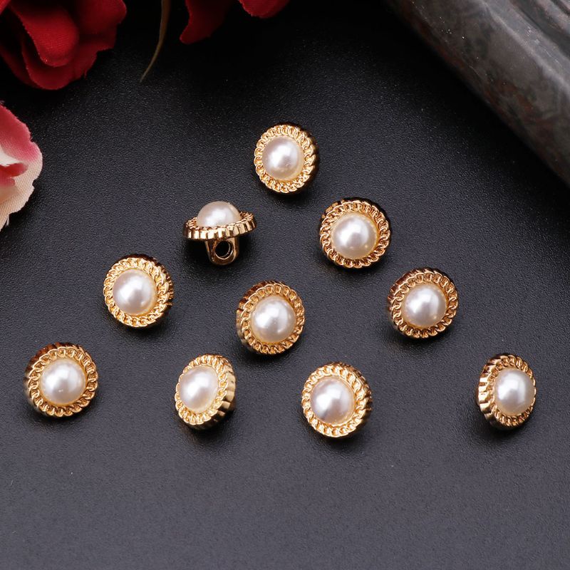 Set 10 cúc áo đính ngọc trai giả 10mm