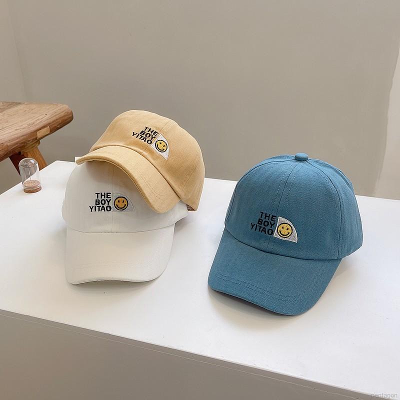 Mũ lưỡi trai thêu hình mặt cười 9 màu tùy chọn cho bé trai từ 1-3 tuổi