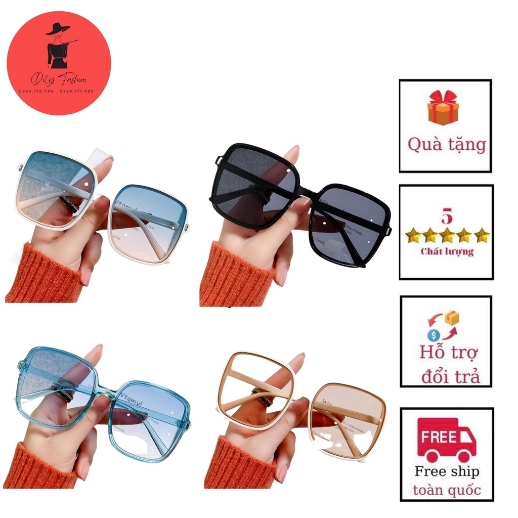 Kính mát thời trang chống tia UV400 nam nữ DILYSFASHION KM02, mắt kính gọng vuông sang trọng phong cách hàn quốc