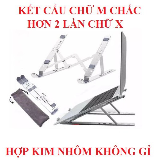 Giá đỡ laptop giá đỡ ipad NHÔM CHỮ M có thể gấp gọn chỉnh độ cao để laptop ipad macbook surface bàn kê lap