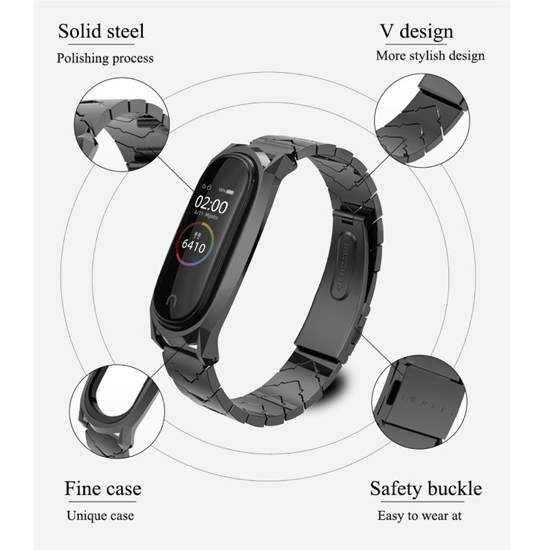 vòng tay thay thế mi band 4 miband 3 Mịjobs GTV thép không gỉ