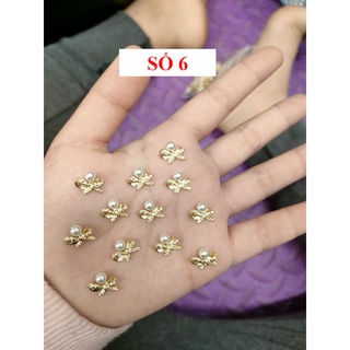 Charm nơ đá nail, Charm nơ trang trí nail móng cao cấp