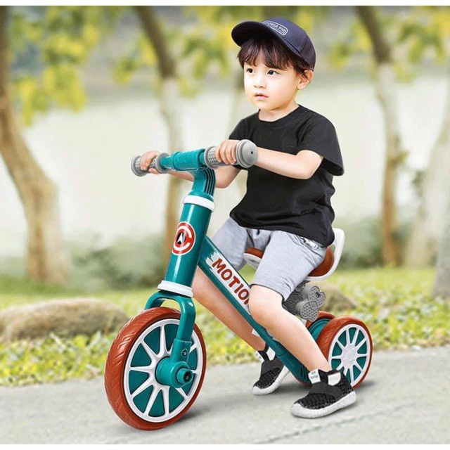 Xe MOTION Chòi Chân 3 Bánh Tự Cân Bằng Kết Hợp Xe Đạp Có Yên Da Cho Bé - HÀNG CHÍNH HÃNG