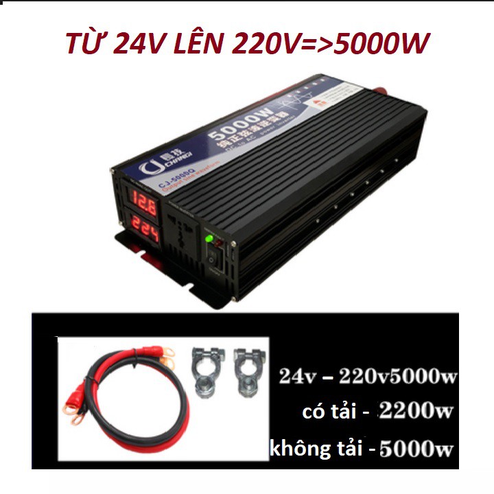 Bộ kích điện 24v lên 220v công suất 5000w sóng sine chuẩn