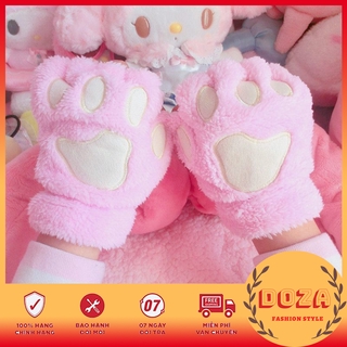 Găng tay nửa ngón giữ ấm mùa đông thiết kế hình chân gấu cho nữ