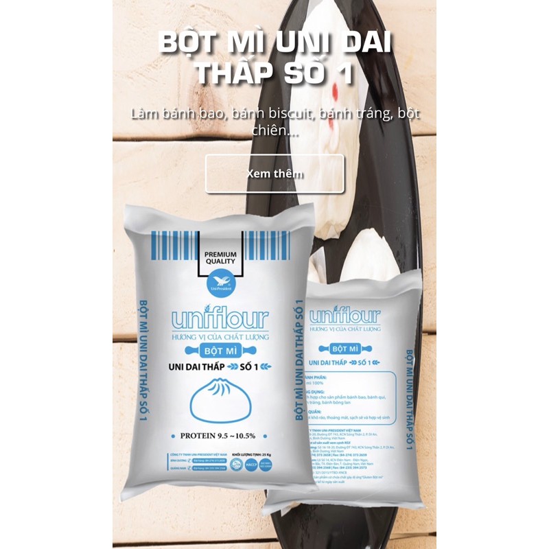 Bột mỳ Uniflour gói 1kg chiết từ bao 25kg