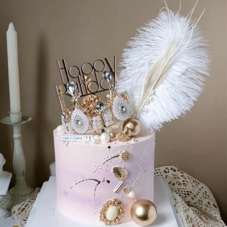 phụ kiện bánh kem hiện đại [FREESHIP❤️] que cắm bánh lông vũ