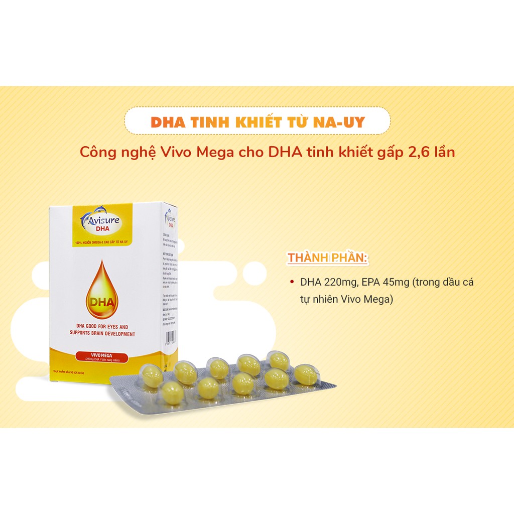 DHA tinh khiêt từ Na-Uy Avisure DHA (Hàm lượng tăng 1,5 lần) Hộp 40 viên