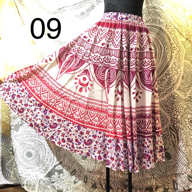 Chân váy Thổ cẩm Đuôi công Mandala Ấn Độ 100% cotton sỉ và lẻ