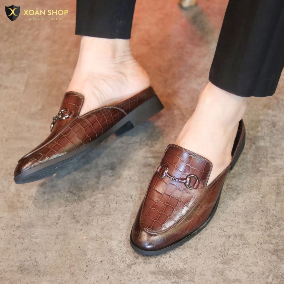 Sục nam da bò - giày hở gót nam - lịch lãm  mã s002