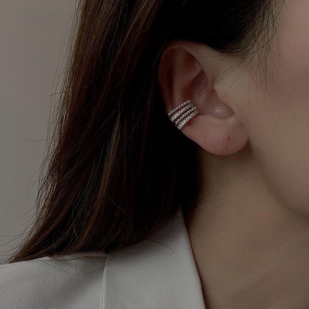 Khuyên Kẹp Vành Tai Bằng Kim Loại Không Xỏ Lỗ Phong Cách Tối Giản