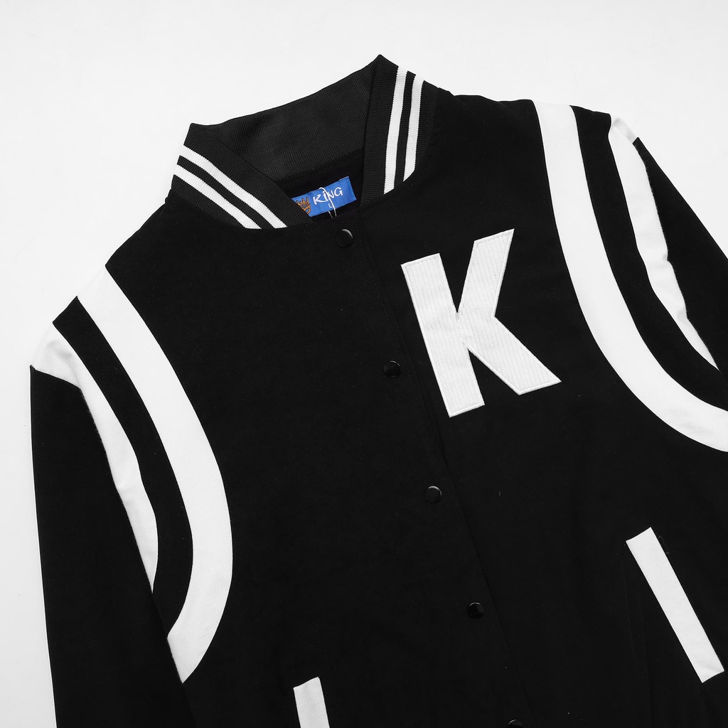 Áo Khoác Nam Nữ Nhung Tăm Jacket Varsity Graffiti King Brand V1 Màu Đen