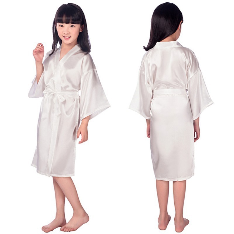 Đầm ngủ lụa satin kiểu Kimono cho bé gái