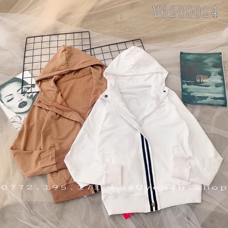 Áo  khoác thun dây kéo viền đen V6200024