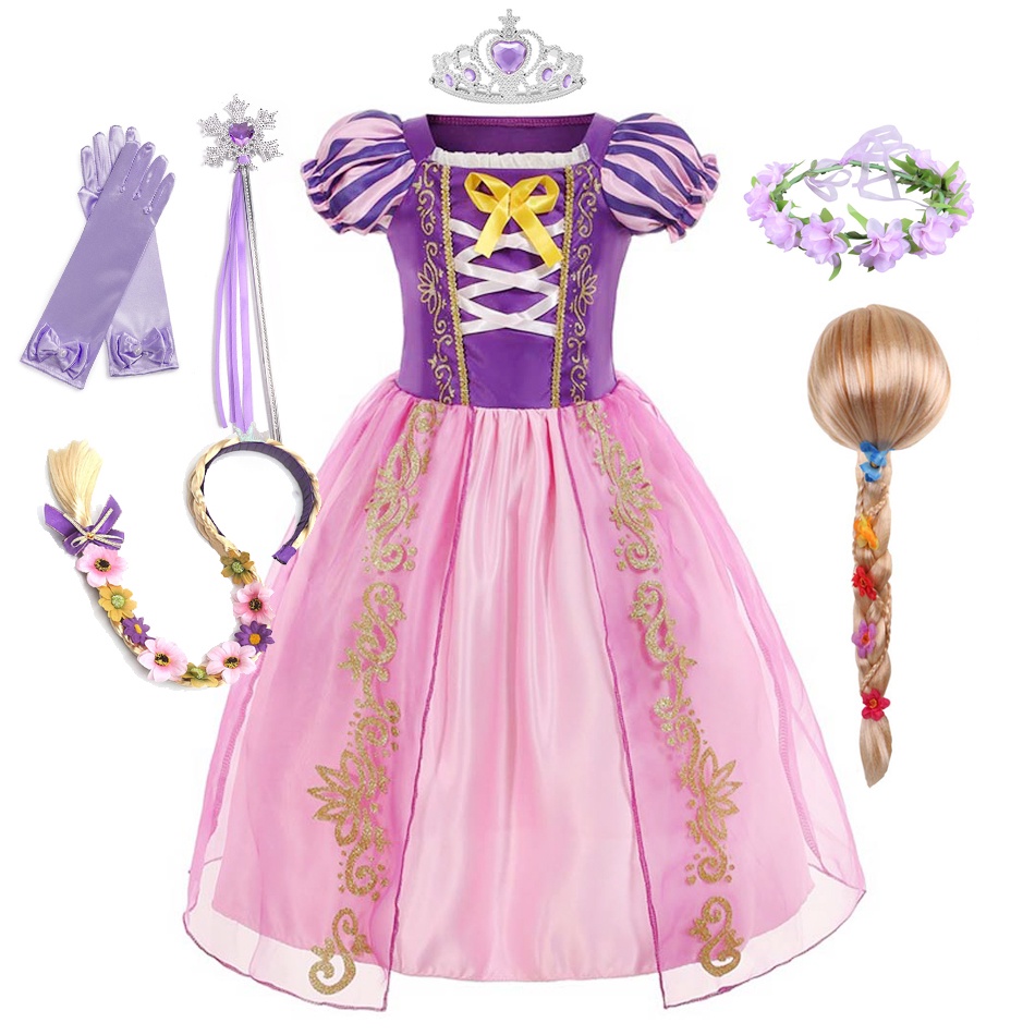 Đầm Hóa Trang Công Chúa Rapunzel Cho Bé Gái q25