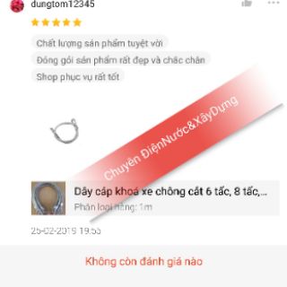 Dây cáp khoá xe chống cắt 60cm, 80cm, 1m, 2m ( phi 10 )