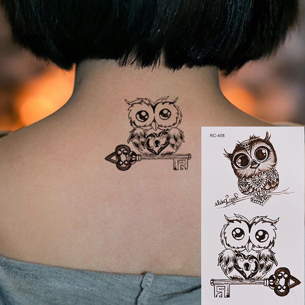 Hình Xăm Dán Tạm Thời Hình Cú Hoạt Hình Chống Nước Độc Đáo