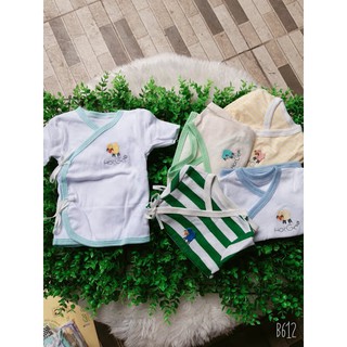 Set 3 áo cột dây hotga tay dài cho bé sơ sinh - tặng 01 vòng dâu cho bé - bé trai/gái - màu ngẫu nhiên