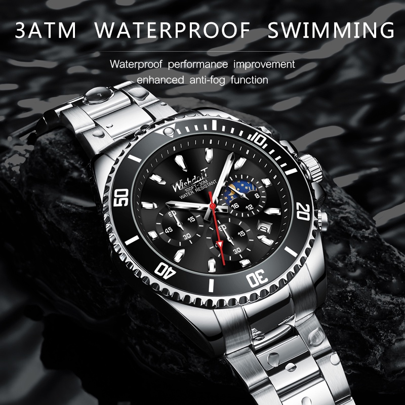 WISHDOIT Watch For Men Original Waterproof Stainless Business Fashion Luminous