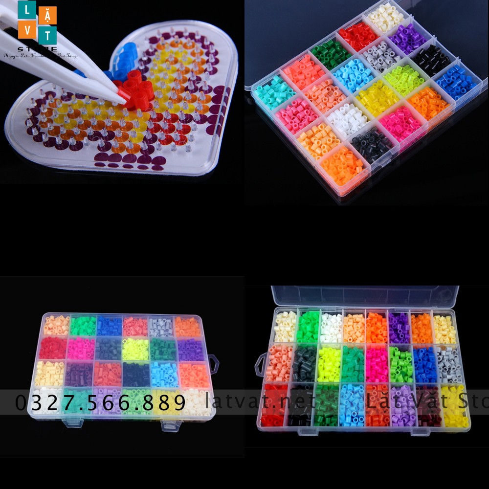 Bộ đồ chơi 10800 hạt nhựa gồm 36 màu và dụng cụ cơ bản, hama beads, perler bead, đồ chơi phát triển trí tuệ