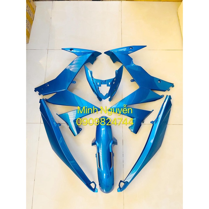 Bộ dàn áo xe Satria/ raider fi màu xanh chính hãng suzuki