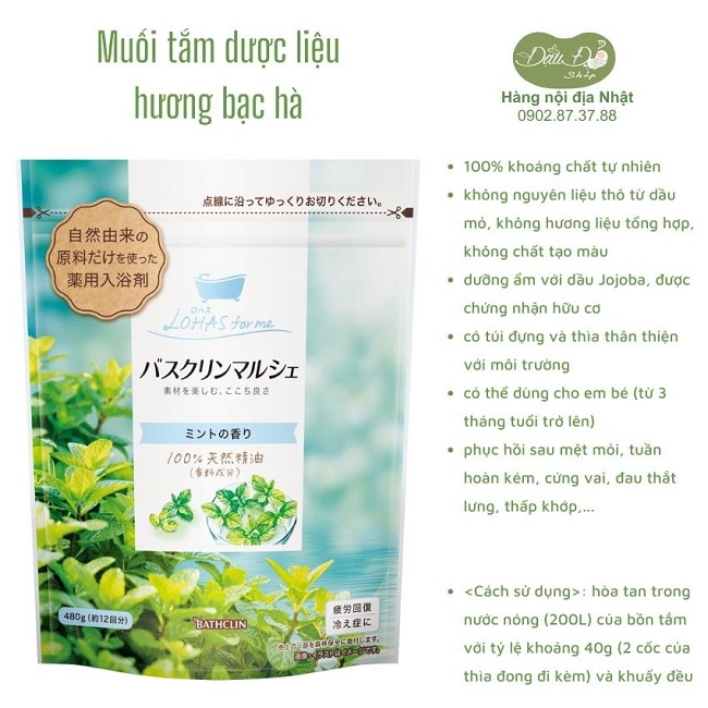 [FREESHIP - NHIỀU MÙI] muối tắm ngâm bồn onsen Bathclin 480g - tẩy tế bào chết giúp da sáng mịn - chiết xuất từ tự nhiên