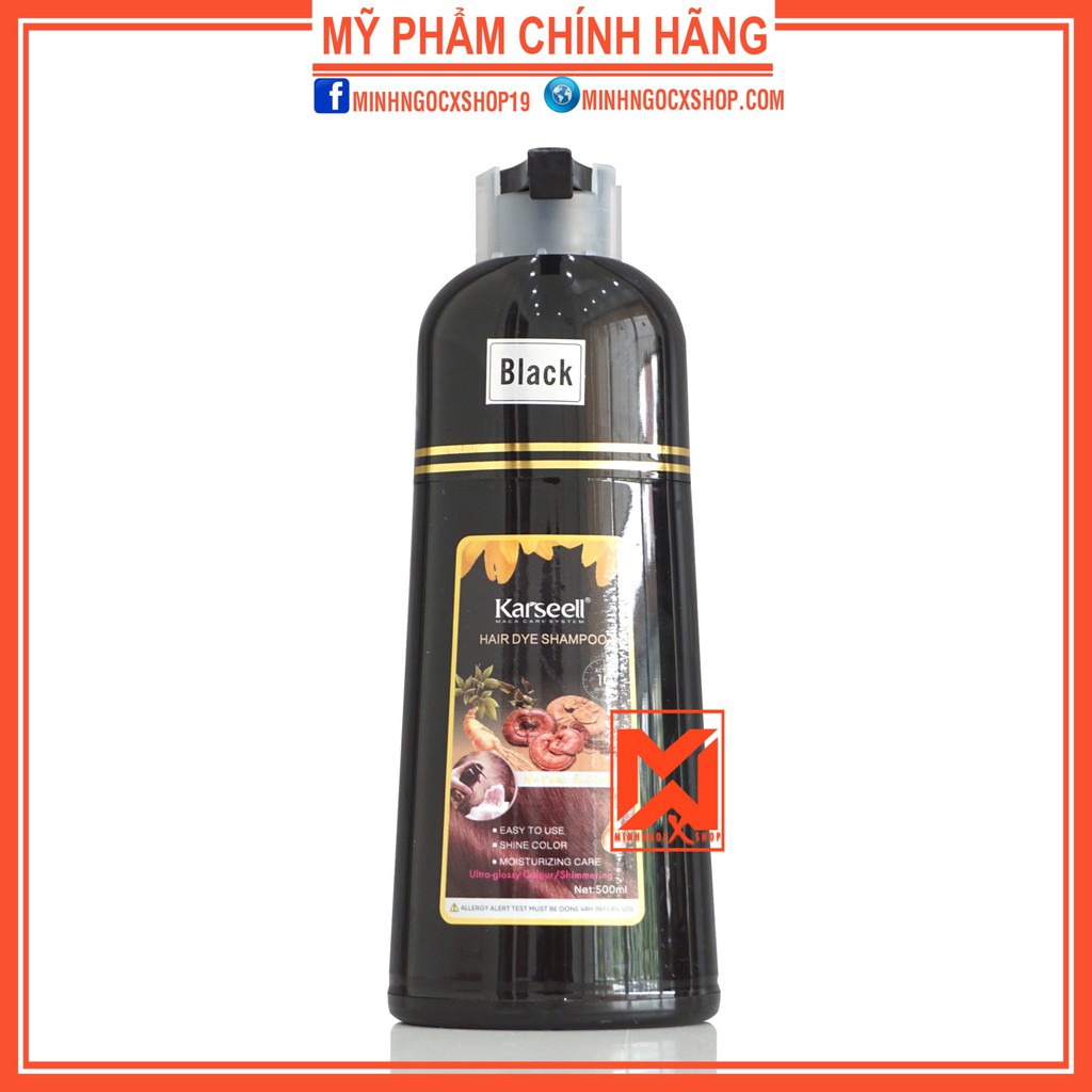 Dầu gội phủ bạc nhuộm đen - nâu tóc thảo dược KARSEELL 500ml chính hãng