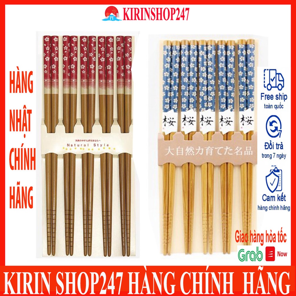 Set 5 đôi đũa ăn mẫu hoa xanh và hoa đỏ Hàng Nhập Khẩu Từ Nhật