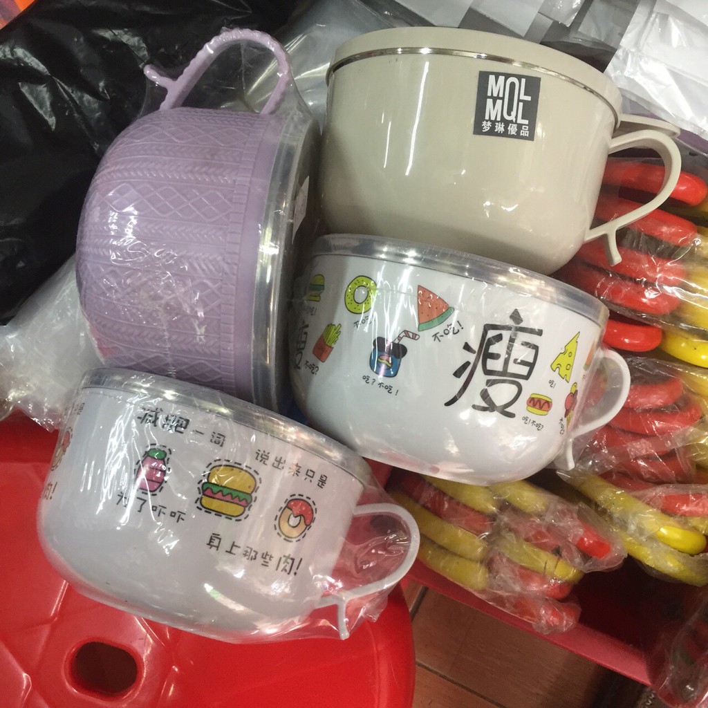 Ca mỳ lõi inox 2 lớp cách nhiệt, Bát ăn dặm lõi inox cách nhiệt