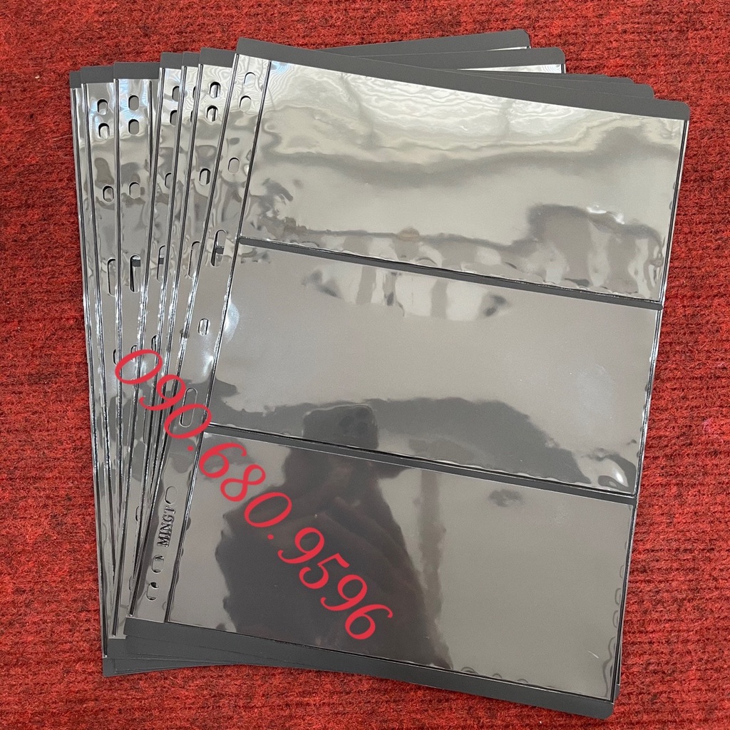 Combo 10 Lá Phơi Đựng Tem 3 Ngăn Cài Album, Của Mingt - PCCB 9 Lổ
