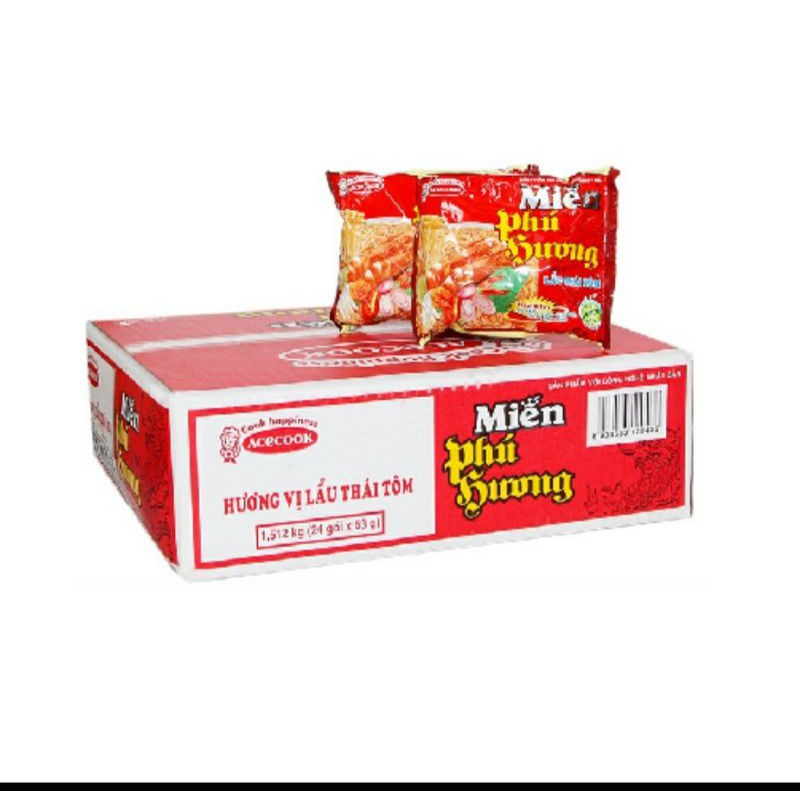 Thùng 24 gói miến phú hương vị lẩu thái tôm