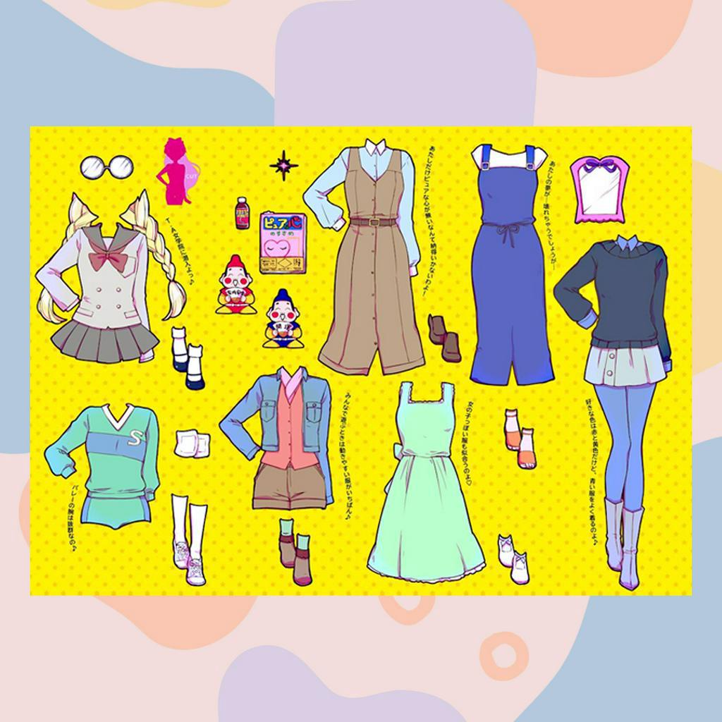 Búp bê giấy thay đồ   phong cách Nhật Bản mẫu dán nam châm cho bé Combo 2 hình siêu đáng yêu BB0027