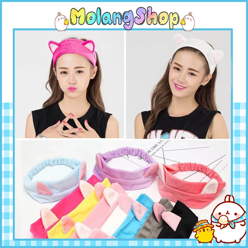 Băng Đô Tai Mèo Đáng Yêu - Băng đô cài tóc rửa mặt tiện dụng Molangshop